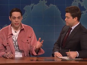 Pete Davidson, left, and Colin Jost on the Weekend Update segment on "Saturday Night Live." (SNL/Twitter)