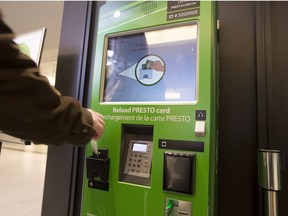 Presto reload card machine at Toronto's Union Station. (Postmedia files)