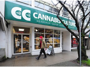 Cannabis Culture on Davie St. in Vancouver on Wednesday after 50 layoff notices were issued to staff Tuesday as it prepares to close its three unlicensed marijuana stores by the end of the month.