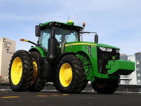 John Deere has hauled in a self-driving tractor aided by cameras with computer-vision technology to track the self-driving precision and program the route to be driven, shown at CES International Tuesday, Jan. 8, 2019, in Las Vegas.
