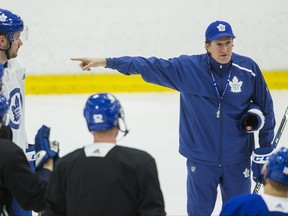 Toronto Maple Leafs head coach Mike Babcock at practice at the MasterCard Centre in Toronto on Friday Jan. 4, 2019.