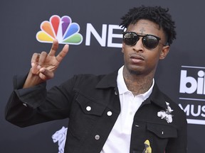 In this Sunday, May 20, 2018, file photo, 21 Savage arrives at the Billboard Music Awards at the MGM Grand Garden Arena in Las Vegas. (Jordan Strauss/Invision/AP, File)