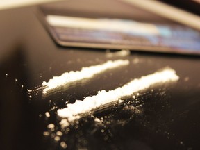 A close-up photo of cocaine lines