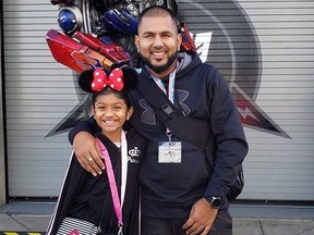 Riya Rajkumar, left, and father Roopesh Rajkumar.