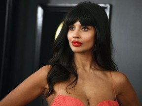 Jameela Jamil arrives at the 61st annual Grammy Awards at the Staples Center on Sunday, Feb. 10, 2019, in Los Angeles.