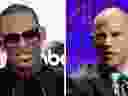 This combination of pictures created on February 14, 2019 shows R. Kelly (L) arriving for the 2013 American Music Awards at the Nokia Theatre L.A. Live in downtown Los Angeles, California, November 24, 2013; and attorney Michael Avenatti (R) speaking at the 'How to Beat Trump' panel at the 2018 Politicon in Los Angeles, California on October 20, 2018. - Michael Avenatti, who represents a porn star locked in a legal fight with Donald Trump, said Thursday, February 14, 2019 his office has new footage of superstar R. Kelly having sex with a minor. The high-profile lawyer said his team discovered the graphic tape as representatives of multiple clients linked to accusations against Kelly, who has faced allegations of sexual assault for decades. (Photos by Frederic J. BROWN and Mark RALSTON / AFP)FREDERIC J. BROWN,MARK RALSTON/AFP/Getty Images)