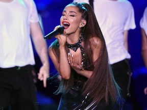 In this June 2, 2018 file photo, Ariana Grande performs at Wango Tango in Los Angeles.