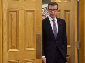 Treasury Board President and Digital Government Minister Scott Brison arrives at a Senate committee hearing in Ottawa, Wednesday, October 31, 2018.