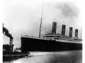 The British liner Titanic sails out of Southampton, England, at the start of its doomed voyage on April 10, 1912.