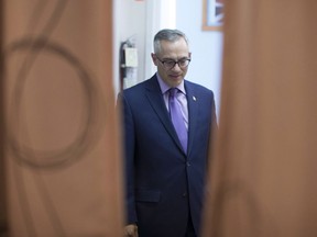 Conservative MP Tony Clement waits to be introduced to supporters at a rally in Mississauga, Ont., to announce his candidacy for the leadership of the Federal Conservative Party on Tuesday, July 12, 2016.