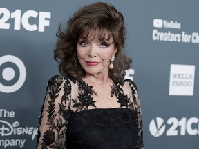 Joan Collins attends the 2018 GLSEN Respect Awards at the Beverly Wilshire Hotel on Friday, Oct. 19, 2018, in Beverly Hills, Calif.