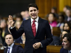 Prime Minister Justin Trudeau stands during question period in the House of Commons in West Block on Parliament Hill in Ottawa on Tuesday, Feb. 5, 2019. THE CANADIAN PRESS/Sean Kilpatrick