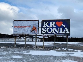 Billboards are seen near Conception Bay South, N.L. in this undated handout photo. (THE CANADIAN PRESS/HO, Lee Stewart)