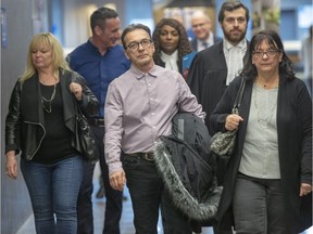 Michel Cadotte, accused of murder in the 2017 death of his ailing wife in what has been described as a mercy killing, heads to the courtroom to hear final arguments Tuesday, February 19, 2019 in Montreal.