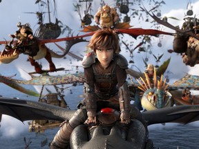 This image released by Universal Pictures shows the character Hiccup, voiced by Jay Baruchel, in a scene from DreamWorks Animation's "How to Train Your Dragon: The Hidden World."