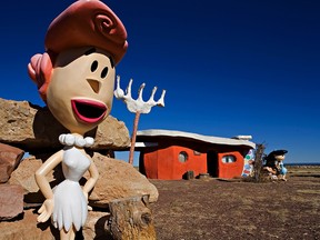 In this Nov. 11, 2008, file photo, provided by Richard Maack, a Wilma Flintstone figure is seen at the Flintstones Bedrock City theme park near Williams, Ariz. (Richard Maack via AP, File)