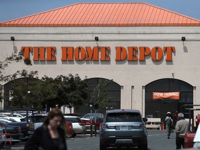 A sign is posted in front of a Home Depot store on August 14, 2018 in El Cerrito, California.
