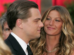 Actor Leonardo DiCaprio and model Gisele Bundchen arrive at the 77th Annual Academy Awards at the Kodak Theater on February 27, 2005 in Hollywood, Calif. (Carlo Allegri/Getty Images)