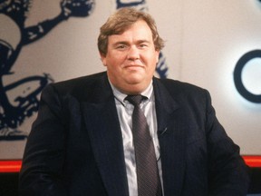 John Candy is pictured on the set of ESPN's "Up Close" in May 1991. (George Rose/Getty Images)