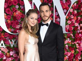 Melissa Benoist and Chris Wood attends the 72nd Annual Tony Awards at Radio City Music Hall on June 10, 2018 in New York City.