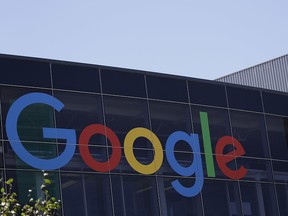 This July 19, 2016, file photo shows the Google logo at the company's headquarters in Mountain View, Calif. (AP Photo/Marcio Jose Sanchez, File)