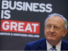 Lord Mayor of the City of London Peter Estlin speaks during a news conference in Hong Kong, Tuesday, Feb. 19, 2019. Estlin paid an official visit to Hong Kong from Feb. 18 to 19 to reinforce the UK's links with cities across Asia.