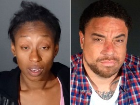 Undated file booking photos provided by the Culver City, Calif., Police Department show Kianna Williams and Adam Manson. (Culver City Police Department via AP, File photos)