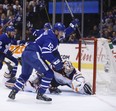 Maple Leafs Patrick Marleau C (12) beats Edmonton Oilers' Mikko Koskinen during the first period on Wednesday night. Jack Boland/Toronto Sun/Postmedia Network