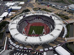 This is an Aug. 3, 2012, file photo showing the Olympic Stadium in London. (AP Photo/Jeff J Mitchell, File)