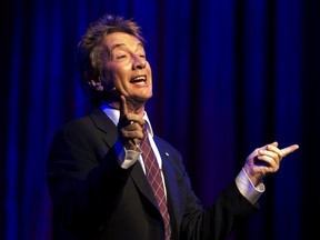 Martin Short performs with Steve Martin (not seen) in Edmonton on Aug. 3, 2018.