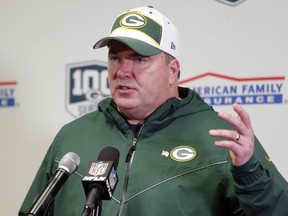 In this Nov. 25, 2018, file photo, Green Bay Packers head coach Mike McCarthy speaks during a news conference in Minneapolis.
