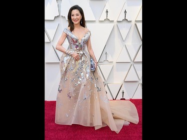 Michelle Yeoh arrives at the Oscars on Sunday, Feb. 24, 2019, at the Dolby Theatre in Los Angeles. (Richard Shotwell/Invision/AP)