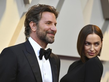 Bradley Cooper, left, and Irina Shayk arrive at the Oscars on Sunday, Feb. 24, 2019, at the Dolby Theatre in Los Angeles. (Jordan Strauss/Invision/AP)