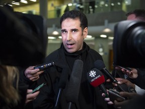 Ahmed Cheddadi, who was present at the mosque during the shooting, reacts to the 40-year sentence given by judge Francois Huot to Alexandre Bissonnette Friday, February 8, 2019 at the courthouse in Quebec City.