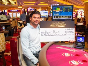 Kevin Ripski from Niagara Flashes his $1.1 million Las Vegas pay day.