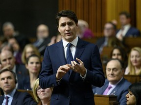 Prime Minister Justin Trudeau stands during question period in the House of Commons on Parliament Hill in Ottawa on Feb. 20, 2019.