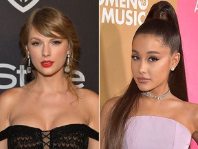 Taylor Swift, left, and Ariana Grande. (Getty Images file photos)
