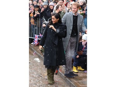 Prince Harry and Meghan, Duke and Duchess of Sussex, arrive at the Old Vic Bristol, Feb. 1, 2019. (David Sims/WENN.com)