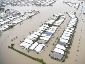 Seen is a general view of the flooded Townsville suburb of Idalia on Monday, Feb. 4, 2019 in Townsville, Australia.