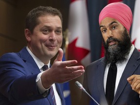 NDP Leader Jagmeet Singh speaks with the media during a news conference in Ottawa, Thursday' August 30, 2018. THE CANADIAN PRESS/Adrian Wyld ORG XMIT: ajw10