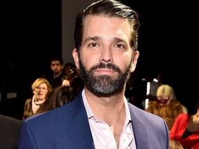 Donald Trump Jr. attends the Zang Toi front row during New York Fashion Week: The Shows at Gallery II at Spring Studios on Feb. 13, 2019 in New York City.