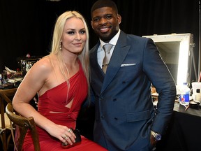 Lindsey Vonn and P.K. Subban attend the 2018 CMT Music Awards - Backstage & Audience at Bridgestone Arena on June 6, 2018 in Nashville, Tenn.