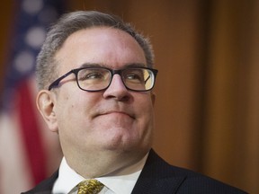 In this Dec. 11, 2018 file photo, Acting EPA Administrator Andrew Wheeler at EPA headquarters in Washington.
