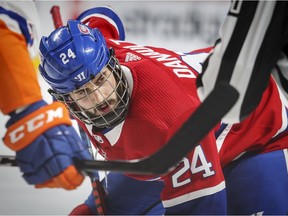 Canadiens centre Philip Danault gets set for face-off during third period of NHL game against the New York Islanders at the Bell Centre in Montreal on Thursday, March 21, 2019.