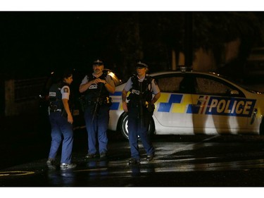 DUNEDIN, NEW ZEALAND - MARCH 15: Police investigate a property at Somerville Street on March 15, 2019 in Dunedin, New Zealand. Residents have been evacuated off the street as police investigate a property believed to be related to the deadly terror attacks in Christchurch today. At least 49 people are confirmed dead, with more than 40 people injured following attacks on two mosques in Christchurch. 41 of the victims were killed at Al Noor mosque on Deans Avenue and seven died at Linwood mosque. Another victim died later in Christchurch hospital. Three people are in custody over the mass shootings. One man has been charged with murder.