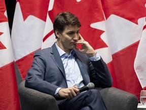 Prime Minister Justin Trudeau participates in an armchair discussion at a meeting in Ottawa of the Ontario English Catholic Teachers Association on March 9, 2019. (THE CANADIAN PRESS)