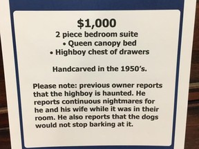 The Habitat for Humanity ReStore in Rowan County, North Carolina is apparently selling haunted furniture. (Facebook)