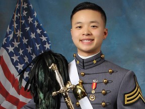 In this undated photo provided by the United States Military Academy at West Point, N.Y., USMA cadet Peter L. Zhu is shown. (United States Military Academy via AP)