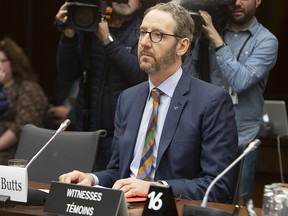 Gerald Butts, former principal secretary to Prime Minister Justin Trudeau, prepares to appear before the Standing Committee on Justice and Human Rights regarding the SNC Lavalin Affair, on Parliament Hill in Ottawa on Wednesday, March 6, 2019.