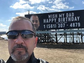 Chris Ferry received thousands of birthday messages after his sons bought this billboard as a prank. (Chris Ferry)